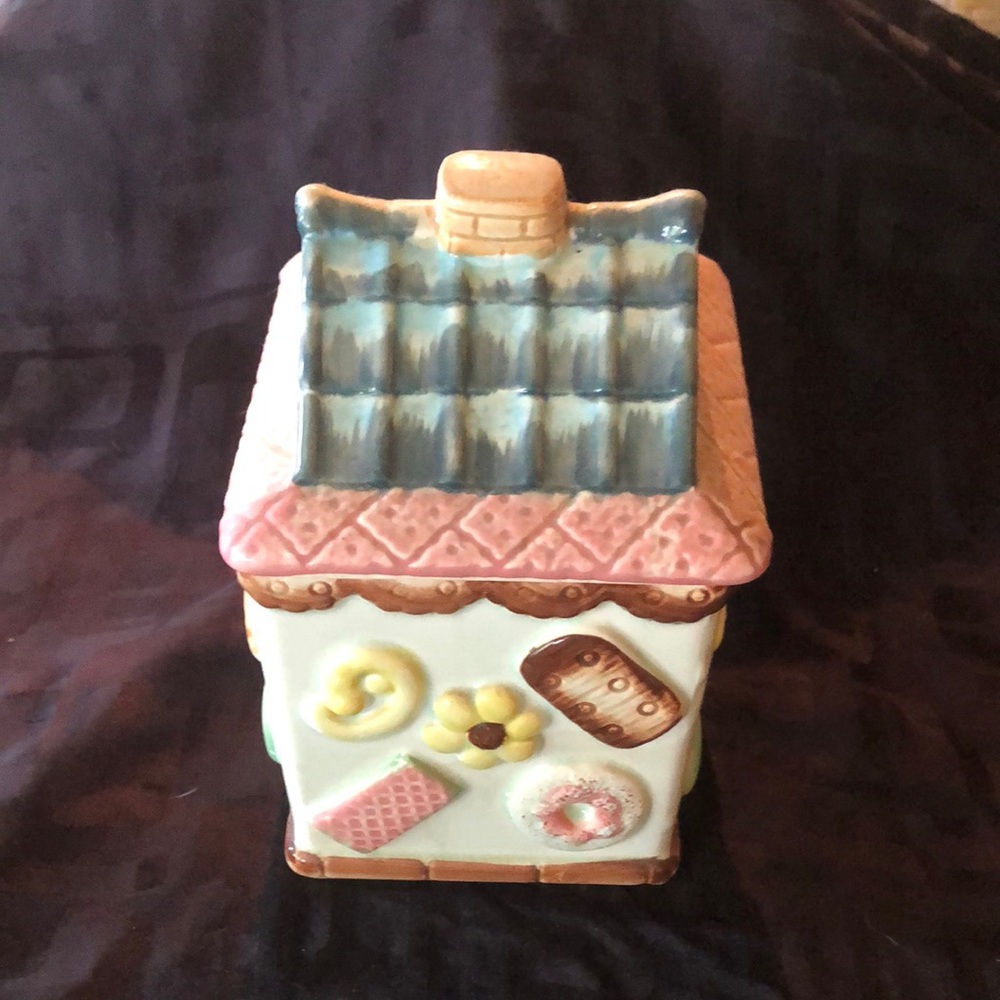 Whimsical Ceramic Cookie Jar with Blue Roof
